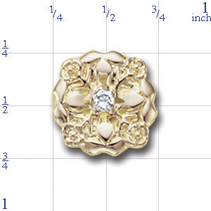 A3004 14K FLOWERED DESIGN WITH A DIAMOND IN CENTER 